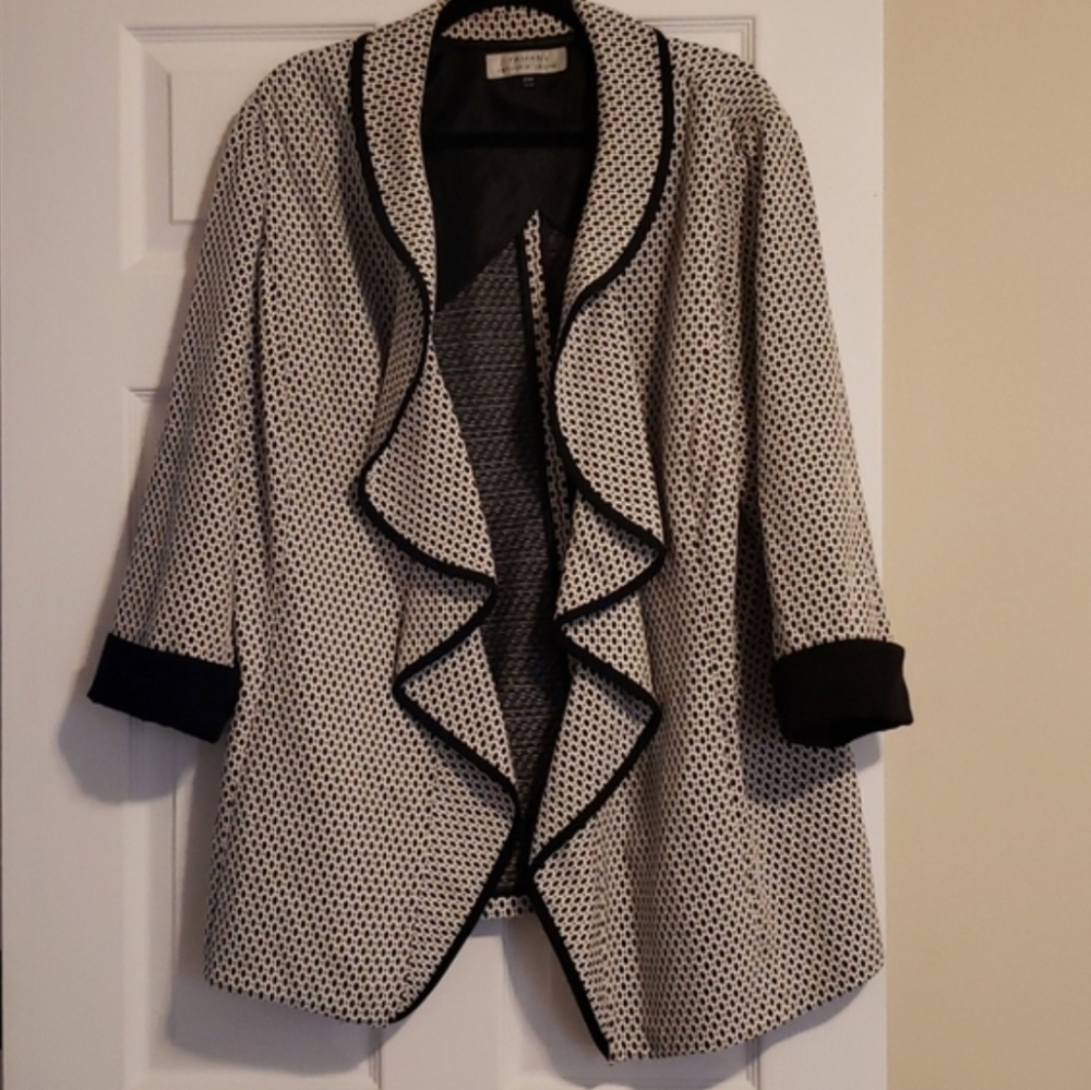 Sonoma Ruffle-Front Polka Dot Blazer Jacket - Black & White